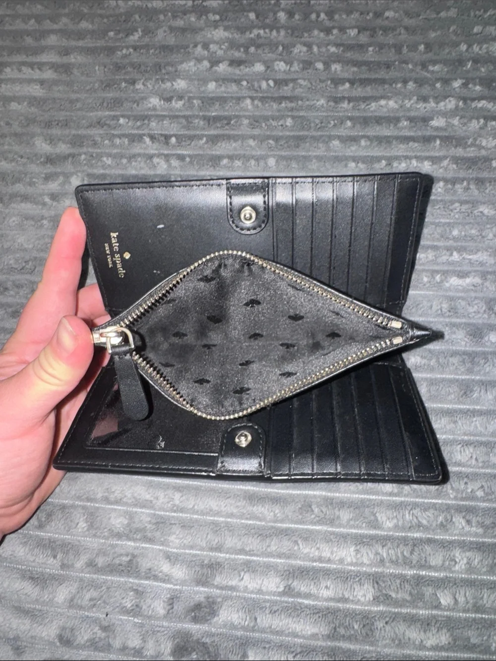 kate spade Black Pebbled Leather Long Wallet